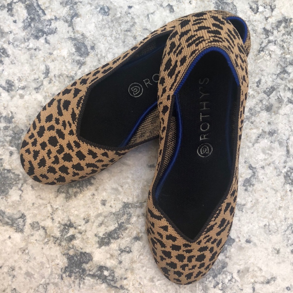 Rothy’s cheetah print round toe flats